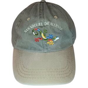 Vintage San Miguel de Allende Hat Khaki & Beige Colorful Lizard By Yacht Club